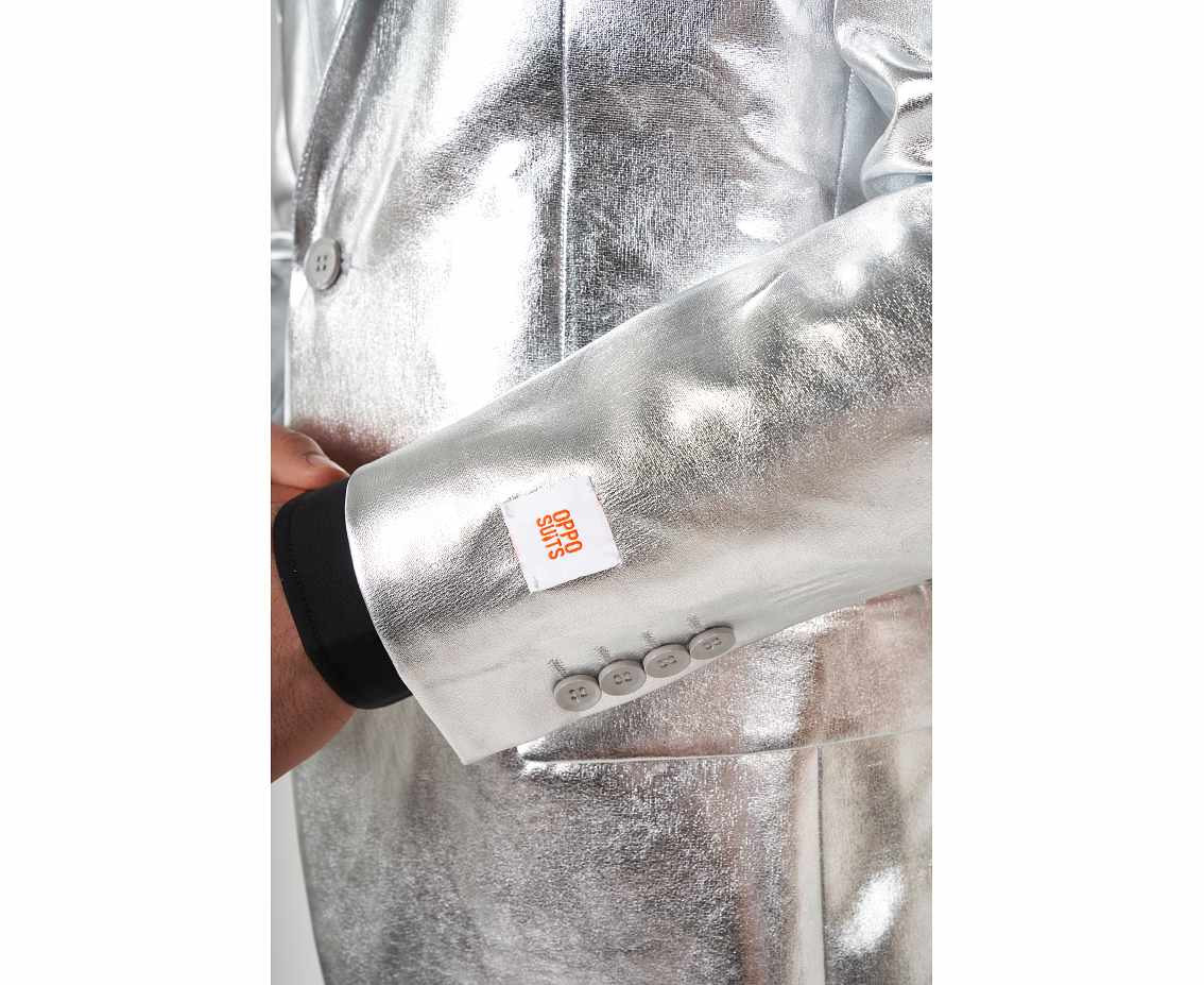 Suit silver shiny, size 48